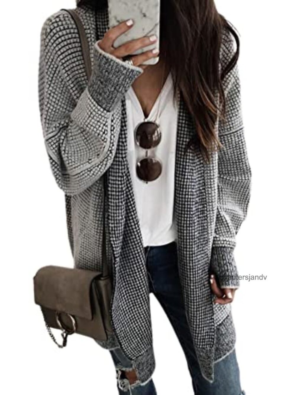 Sidefeel Oversized Cardigan Sweater Women Loose Knit Batwing Sleeve Fall